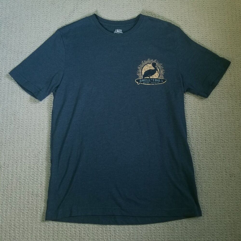 IZOD Saltwater Tshirt Unisex Small Blue SWELL TIMES SURF SHACK Beach Surfing - Picture 4 of 9